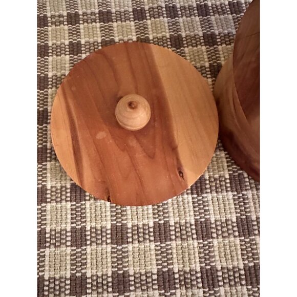Vintage Handcrafted Wooden Storage Jar With Lid By Rossie Dezern - Picture 8 of 13